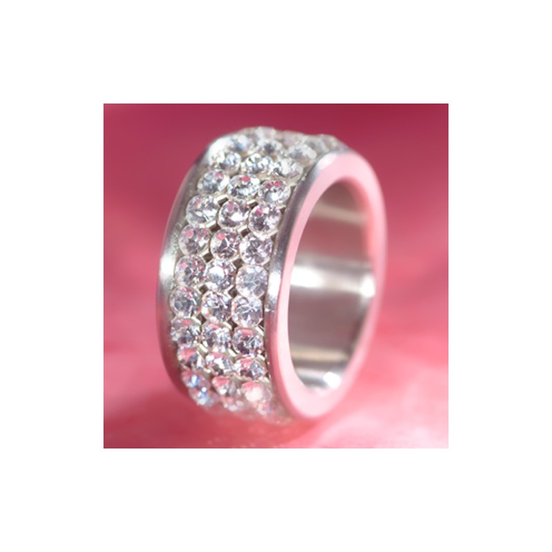Swarovski bague 3 rangées de pierre Crystal