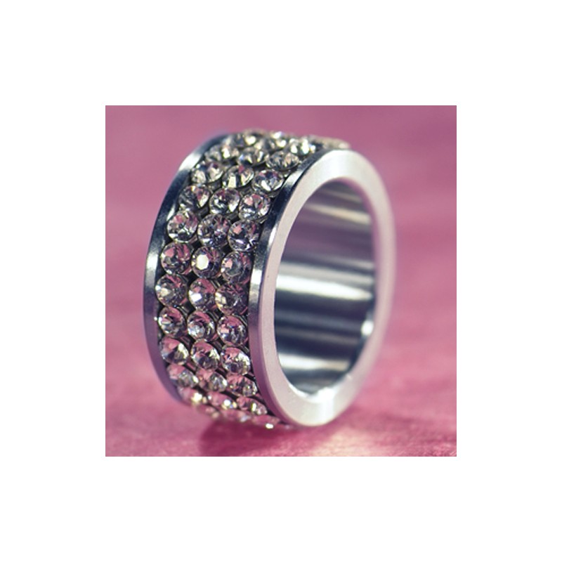 Swarovski bague 3 rangées de pierre Platin