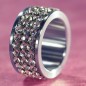 Swarovski bague 3 rangées de pierre Platin