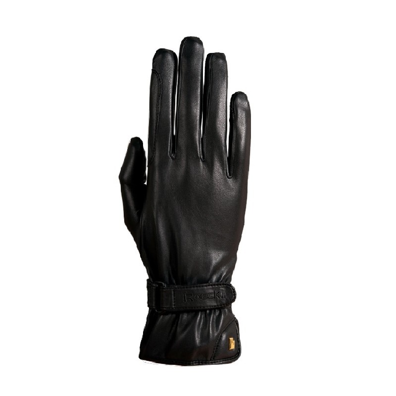 Roeckl: Gants cuir Monaco, logo or 24 carat