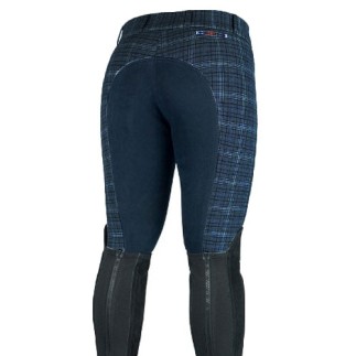 Horze: Grand prix carreaux Bleu – 40 – Pantalons d'équitation dame – Équitation