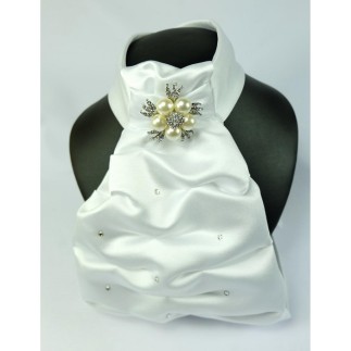 Showquest: Plastron avec fleur – Blanc – Plastrons-jabots-cravates – Équitation