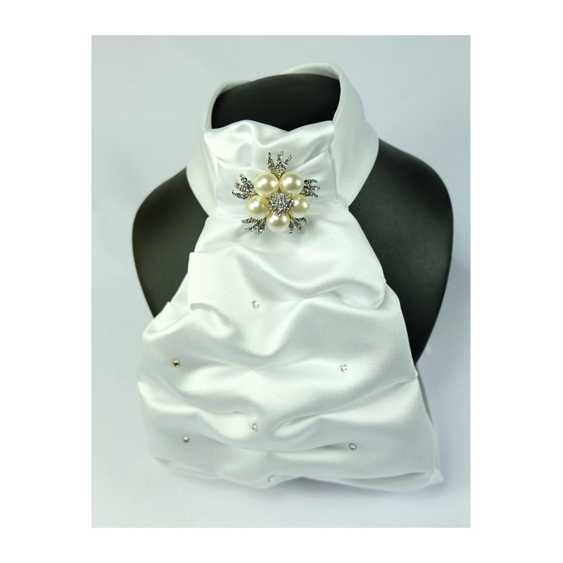 Showquest: Plastron avec fleur – Blanc