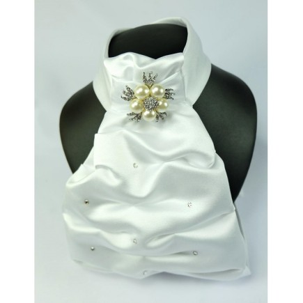 Showquest: Plastron avec fleur – Blanc – Plastrons-jabots-cravates – Équitation