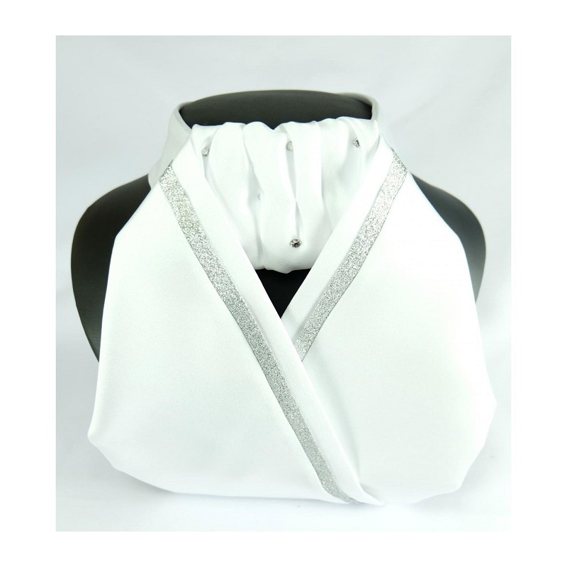 Showquest:Plastron avec pierre de Swarovski zara – Blanc