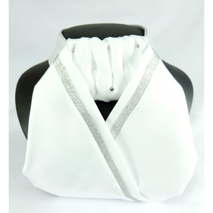 Showquest:Plastron avec pierre de Swarovski zara – Blanc – Plastrons-jabots-cravates – Équitation