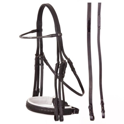 Anky: Sensation Double bride Noir/Blanc – Cob – Les brides d'autres marques – Équitation